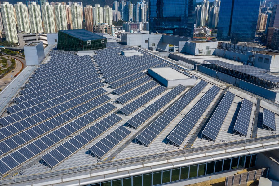 Solar Panel on Roof Top Building